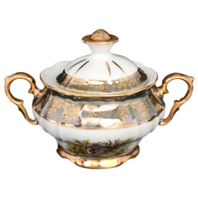 Сахарница 240 мл  Bohemia Porcelan Moritz Zdekauer 1810 s.r.o. &quot;Магнолия /Охота зелёная&quot; / 038372