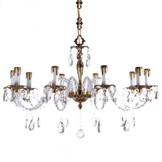 Люстра 10 рожковая хрусталь/латунь патина "Royal Bohemia" / 134697 — 