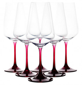 Бокалы для красного вина 450 мл 6 шт  Crystalex CZ s.r.o. "Сандра /D4657 /Красная ножка" / 245438
