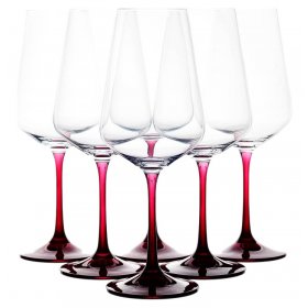 Бокалы для красного вина 450 мл 6 шт  Crystalex CZ s.r.o. &quot;Сандра /D4657 /Красная ножка&quot; / 245438