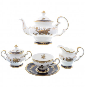 Чайный сервиз на 6 персон 15 предметов  Royal Classics "Royal Classic /Золотые розы /Кобальт" / 150184