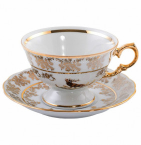 Набор чайных пар 6 шт  Royal Czech Porcelain "Аляска /Охота белая"  / 203969