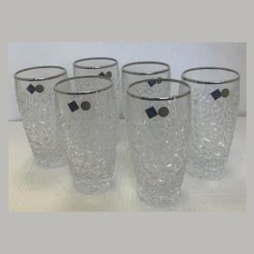Стаканы для воды 430 мл 6 шт  Bohemia Jihlava &quot;NICOLETTE /Отводка платина&quot; хрусталь Йиглава / 314226