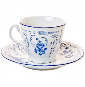 Набор чайных пар 230 мл 6 шт высокие  Thun "Бернадотт /Синие розы" / 043517