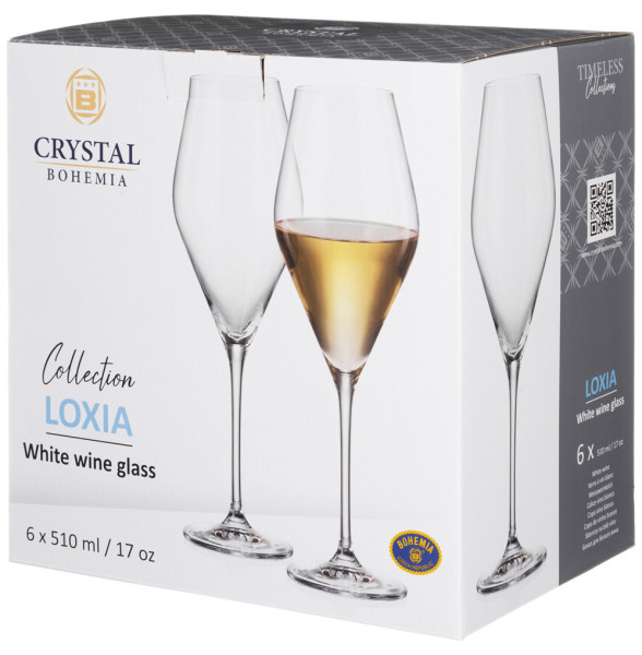 Бокалы для белого вина 510 мл 6 шт  Crystalite Bohemia &quot;Loxia /Локсия /Без декора&quot;  / 304042