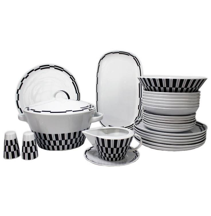 Столовый сервиз на 6 персон 27 предметов  Thun &quot;Том /Черно-белые полоски&quot; / 231966
