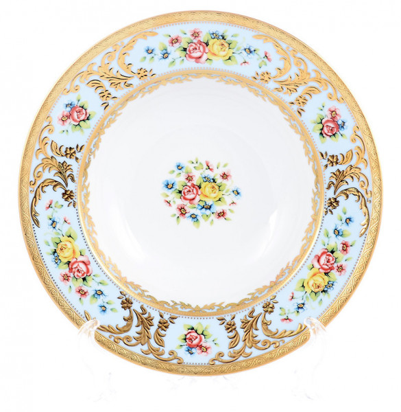 Набор тарелок 23,5 см 6 шт  Falkenporzellan &quot;Вена /Розочки на голубом /с золотом&quot; / 232757