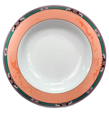 Набор тарелок 22 см 6 шт глубокие  Thun &quot;Кайро /Розовый мрамор /окантовка&quot; / 261945
