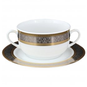 Бульонная пара 350 мл 1 шт высокая  Thun "Опал /Платина с золотом" / 245753