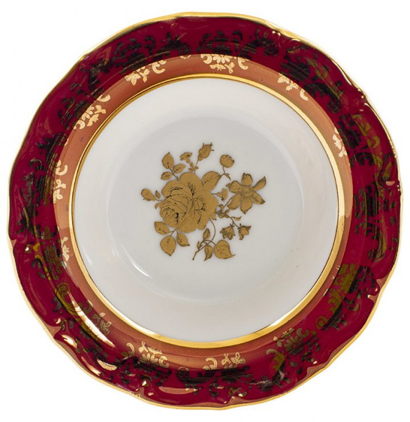 Розетка 10 см 1 шт  Royal Czech Porcelain &quot;Мария-Тереза /Золотая роза /Красная&quot; / 204433