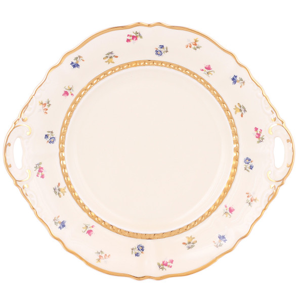 Пирожкова тарелка 27 см &quot;Соната /Мелкие цветы /золото /СК&quot; / 348675