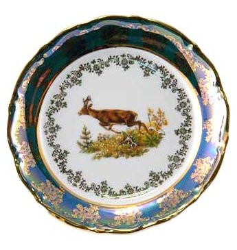 Тарелка 24 см 1 шт глубокая  Royal Czech Porcelain &quot;Мария-Тереза /Охота зеленая&quot; / 204941