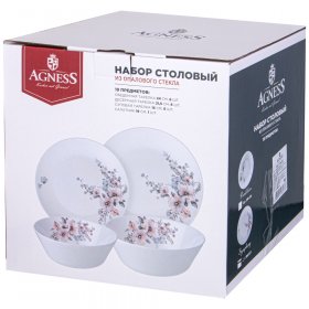 Набор столовый agness flower symphony 19пр: 24см/21,5см/15см /19см / 355109