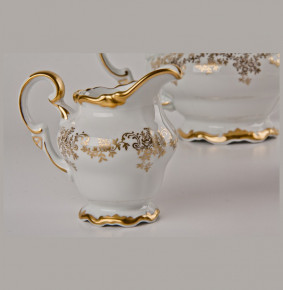 Чайный сервиз на 6 персон 21 предмет  Weimar Porzellan "Кастэл /Золотой цветочный узор" (подарочная упаковка) / 015491