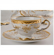 Чайный сервиз на 6 персон 21 предмет  Weimar Porzellan &quot;Кастэл /Золотой цветочный узор&quot; (подарочная упаковка) / 015491