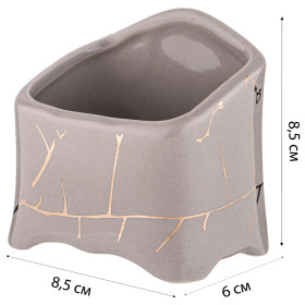 Подставка под чайные пакетики  8,7 х 6,1 х 7,9 см серая  LEFARD &quot;Золотой мрамор&quot; / 323071