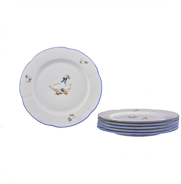 Набор тарелок 25 см 6 шт  Royal Czech Porcelain &quot;Болеро /Гуси&quot; / 204667