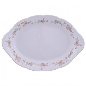 Блюдо 33 см овальное (глубокое) для хлеба  Thun &quot;Менуэт /Цветочное пробуждение&quot; / 165022