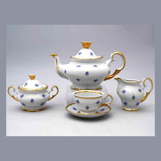 Чайный сервиз на 6 персон 15 предметов  Bohemia Porcelan Moritz Zdekauer 1810 s.r.o. &quot;Анжелика /Незабудка&quot; / 027585