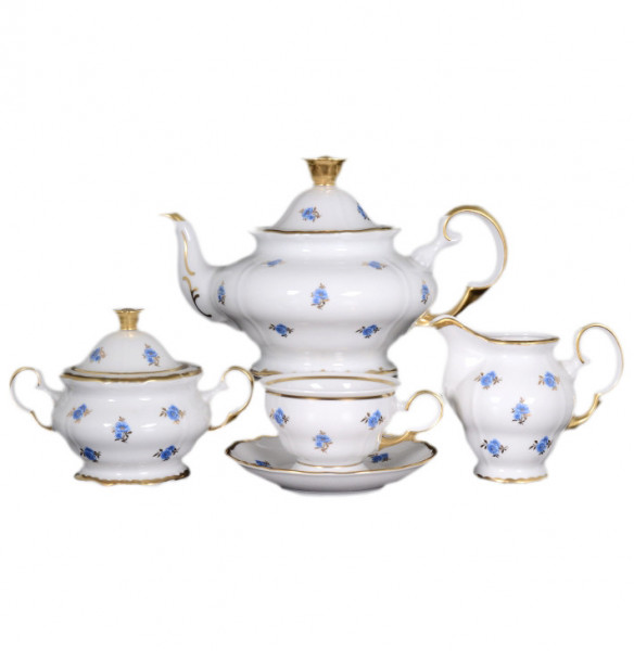 Чайный сервиз на 6 персон 15 предметов  Bohemia Porcelan Moritz Zdekauer 1810 s.r.o. &quot;Анжелика /Незабудка&quot; / 027585