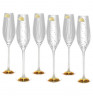 Изображение товара Бокалы для шампанского 210 мл 6 шт 3х3  Rona "Celebration /Горошек+ полоска" янтарная ножка / 148549