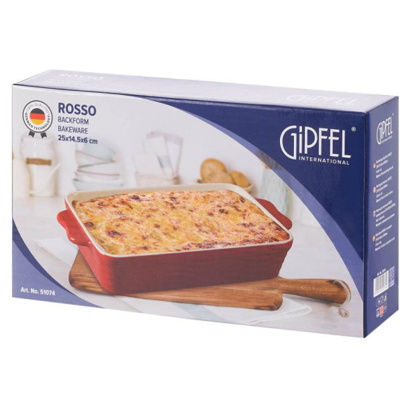 Форма для запекания 25 х 14,5 х 6 см прямоугольная с ручками  GIPFEL &quot;Rosso&quot; / 341095