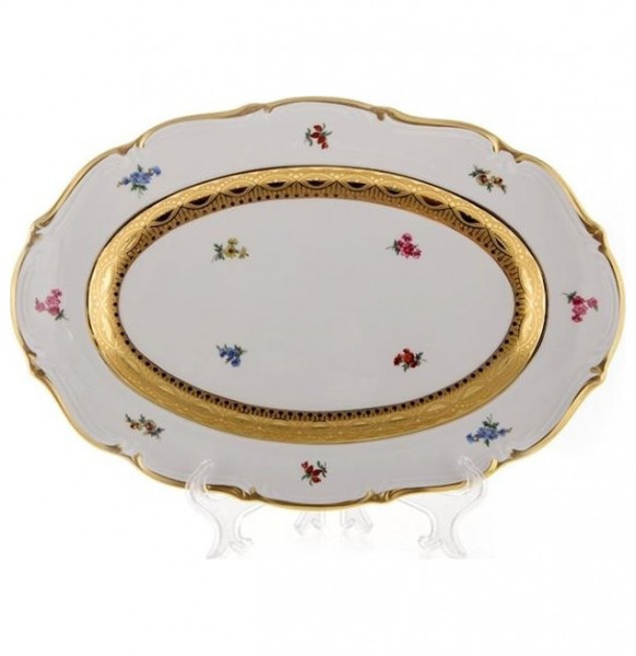 Блюдо 38 см овальное  Bavarian Porcelain &quot;Мария-Тереза /Мелкие цветы /Золотая лента&quot; / 147968
