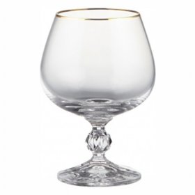 Бокалы для бренди 250 мл 6 шт  Crystalex CZ s.r.o. &quot;Клаудия /Отводка золото&quot; / 005623
