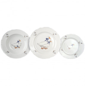 Набор тарелок 18 предметов (19, 23, 24 см)  Thun "Констанция /Гуси" / 047330