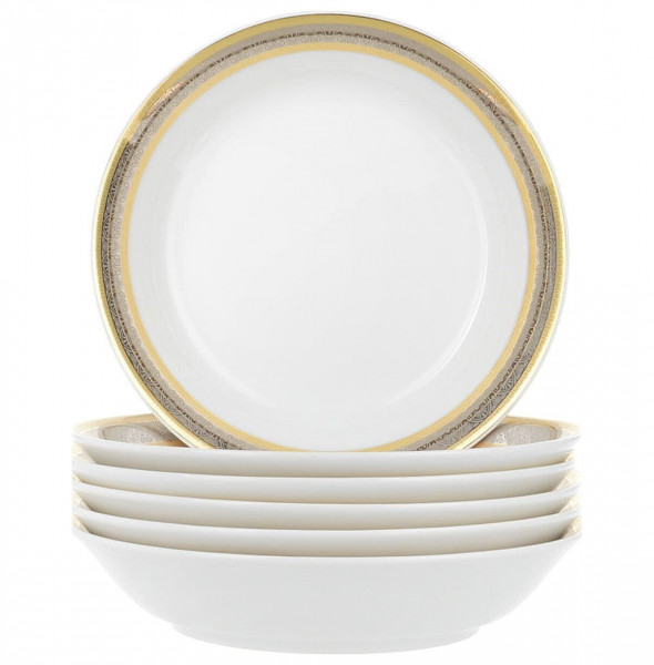 Набор тарелок для супа 19 см 6 шт глубокие  Thun &quot;Опал /Платина с золотом&quot; / 151398