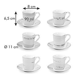 Набор кофейных пар 90 мл 6 шт для эспрессо  Tescoma &quot;myCOFFEE /Romance&quot; / 247494