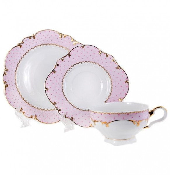 Чайный набор для завтрака на 1 персону 3 предмета  Leander &quot;Антония /Розовая&quot; / 148732