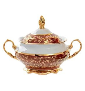 Сахарница  Royal Czech Porcelain &quot;Мария-Тереза /Красная /Золотые листики&quot; / 204375