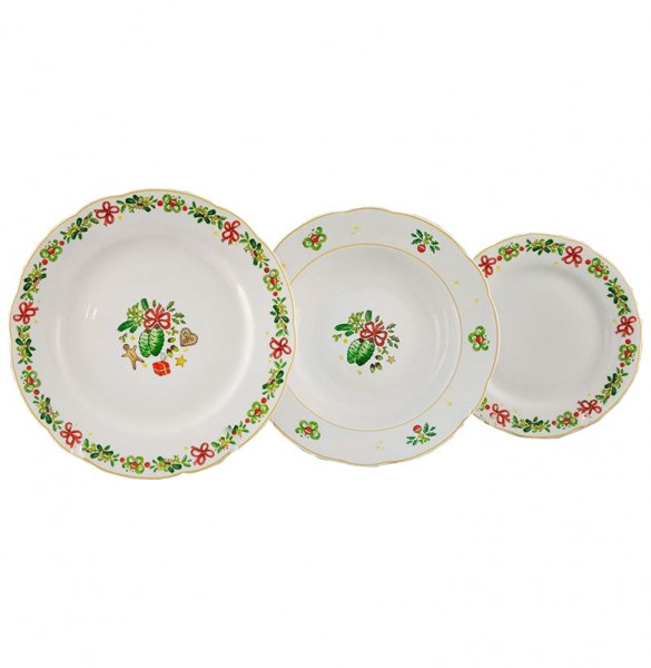 Набор тарелок 18 предметов (19, 23, 25 см)  Leander &quot;Мэри-Энн /Новый год&quot; / 157970