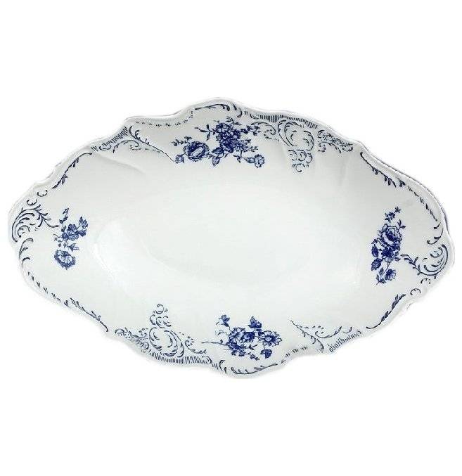 Блюдо 34 см овальное (глубокое) для хлеба  Thun "Бернадотт /Синие розы" / 012436 в Санкт-Петербурге
