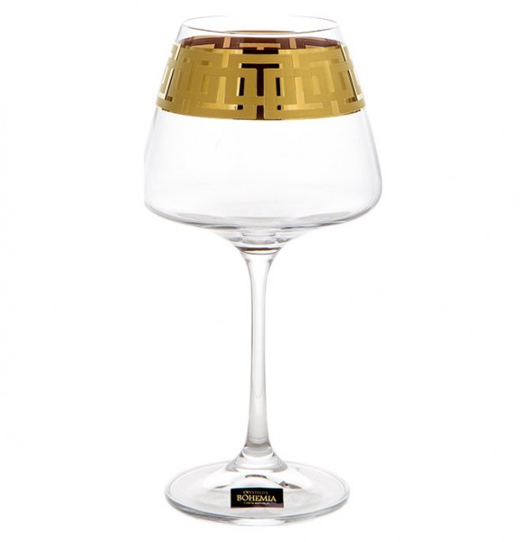 Бокалы для белого вина 350 мл 6 шт  Crystalite Bohemia &quot;Наоми /Золотой орнамент&quot; / 105280