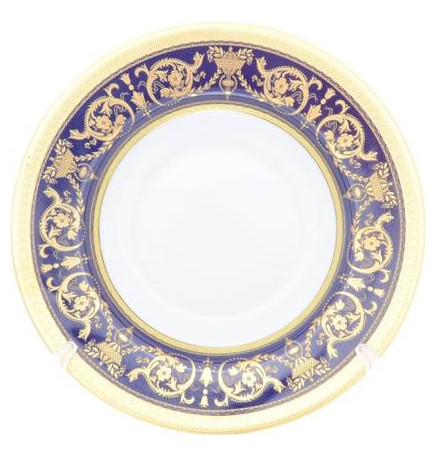 Набор тарелок 22 см 6 шт глубокие  Falkenporzellan &quot;Констанц /Императорское золото /на синем&quot; / 272702