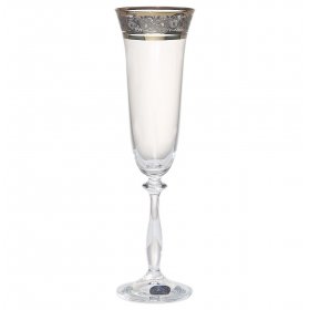 Бокалы для шампанского 190 мл 6 шт  Crystalex CZ s.r.o. &quot;Анжела /Цветочный узор на платине&quot; / 005193