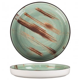 Тарелка 28 х 3,1 см с бортом 3 шт  P.L. Proff Cuisine &quot;Texture Light Green Lines&quot; (3шт.) / 318339