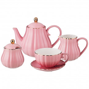 Чайный сервиз на 6 персон 15 предметов  LEFARD "Розовый /Золото" / 186994