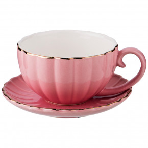 Чайный сервиз на 6 персон 15 предметов  LEFARD "Розовый /Золото" / 186994