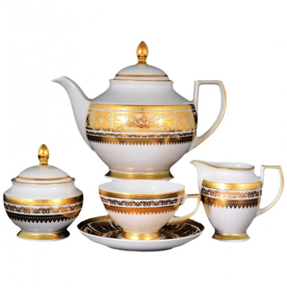 Чайный сервиз на 6 персон 15 предметов  Falkenporzellan &quot;Диадема /Крем золото&quot; / 060277