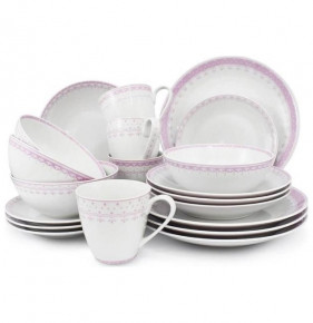 Набор посуды на 4 персоны 20 предметов  Leander "Hyggelyne /Розовые узоры" / 158493