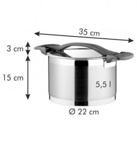 Кастрюля 22 см с крышкой выcoкaя 5,5 л  Tescoma "ULTIMA" / 155556