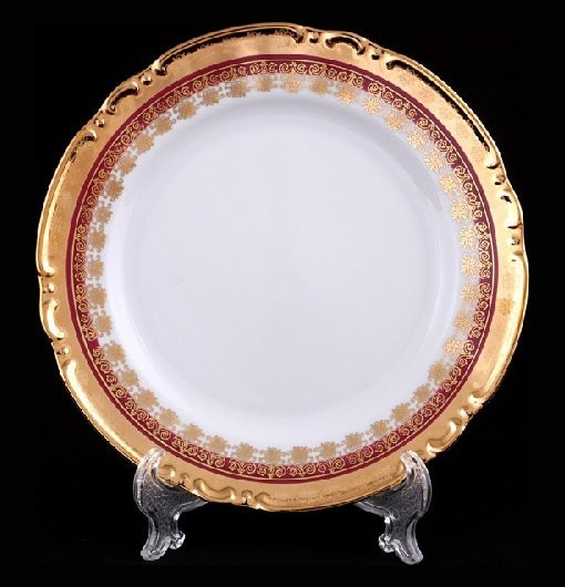 Набор тарелок 24 см 6 шт  Thun &quot;Констанция /Малиновая полоса с золотом&quot; / 058299