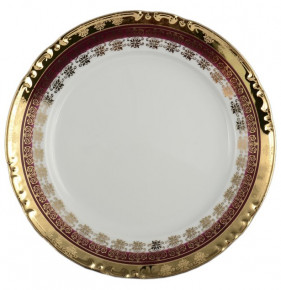 Набор тарелок 24 см 6 шт  Thun "Констанция /Малиновая полоса с золотом" / 058299