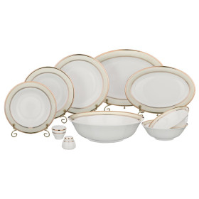 Столовый сервиз на 6 персон 25 предметов (без супника)  LEFARD &quot;Узор на бежевом /Золото&quot; / 186234