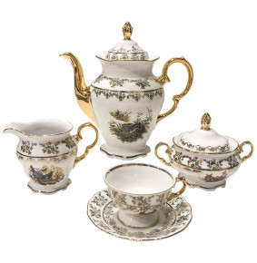 Кофейный сервиз на 6 персон 15 предметов  Royal Czech Porcelain "Аляска /Охота белая"  / 203961