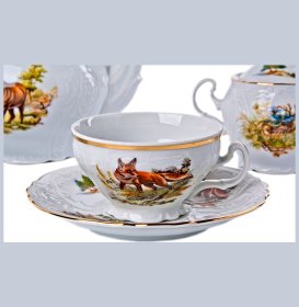 Чайный сервиз на 6 персон 15 предметов  Thun &quot;Бернадотт /Охота&quot; / 024765