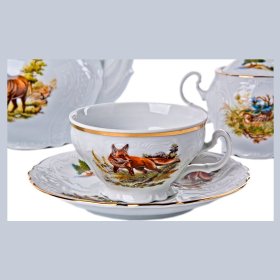 Чайный сервиз на 6 персон 15 предметов  Thun &quot;Бернадотт /Охота&quot; / 024765